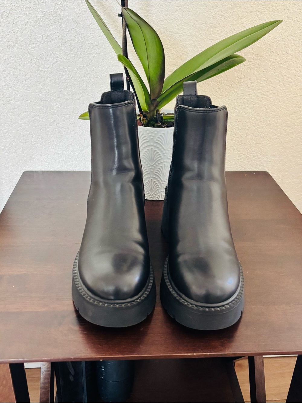 Madden Girl Black Chunky Platform Chelsea Booties